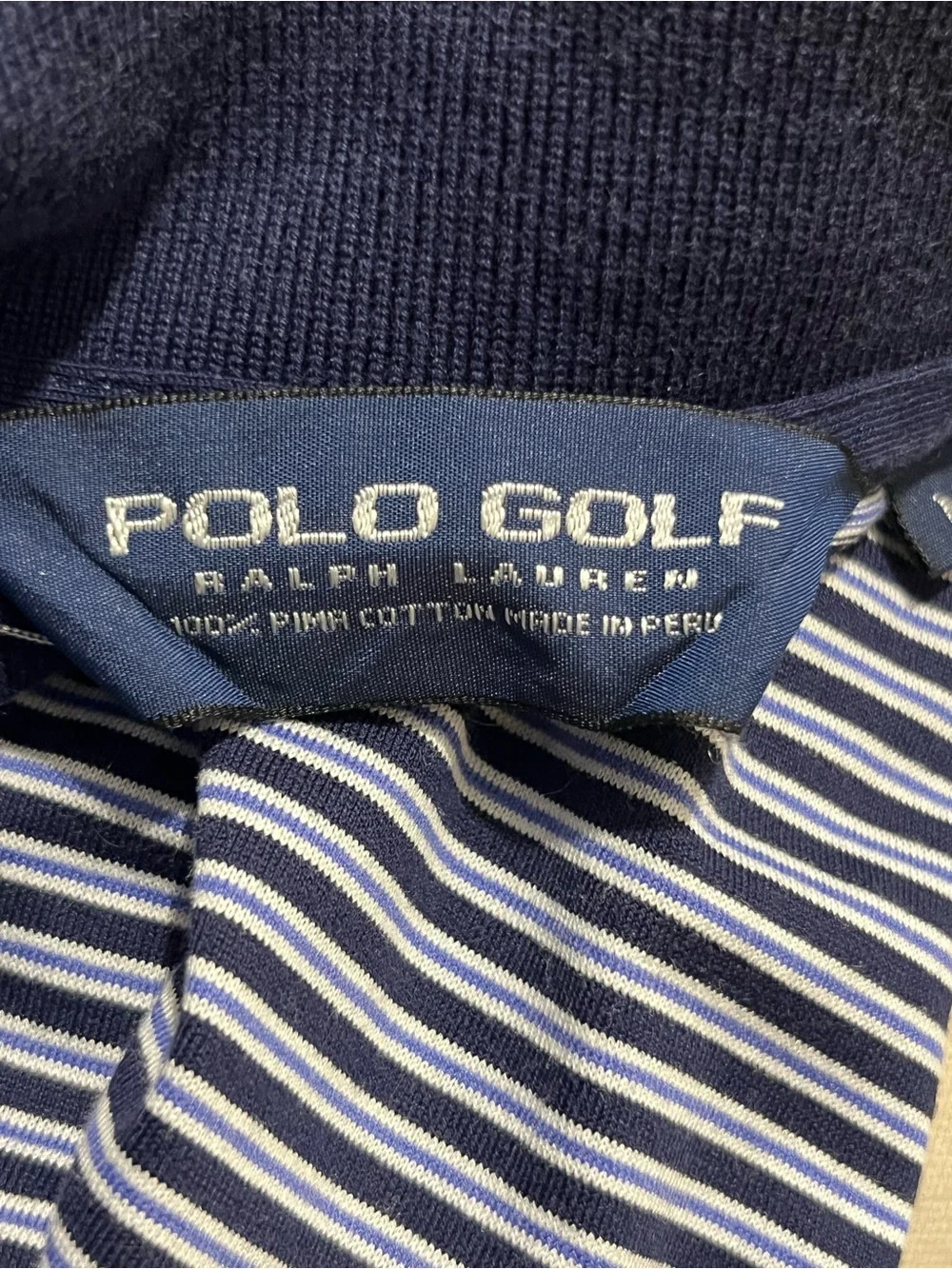Polo Golf Ralph Lauren Men's Short Sleeve Shirt Size Medium, Navy/White Striped